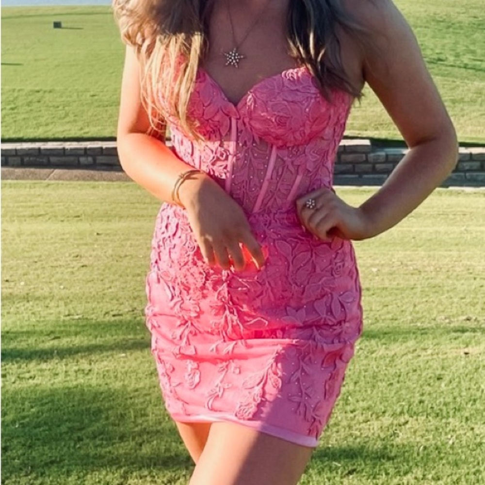 Pink Sherri hill corset dress